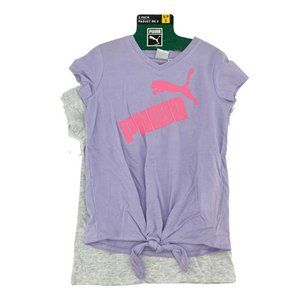 Puma | Girl's T-Shirt Set | 2 pack | Purple & Grey | Various Sizes
